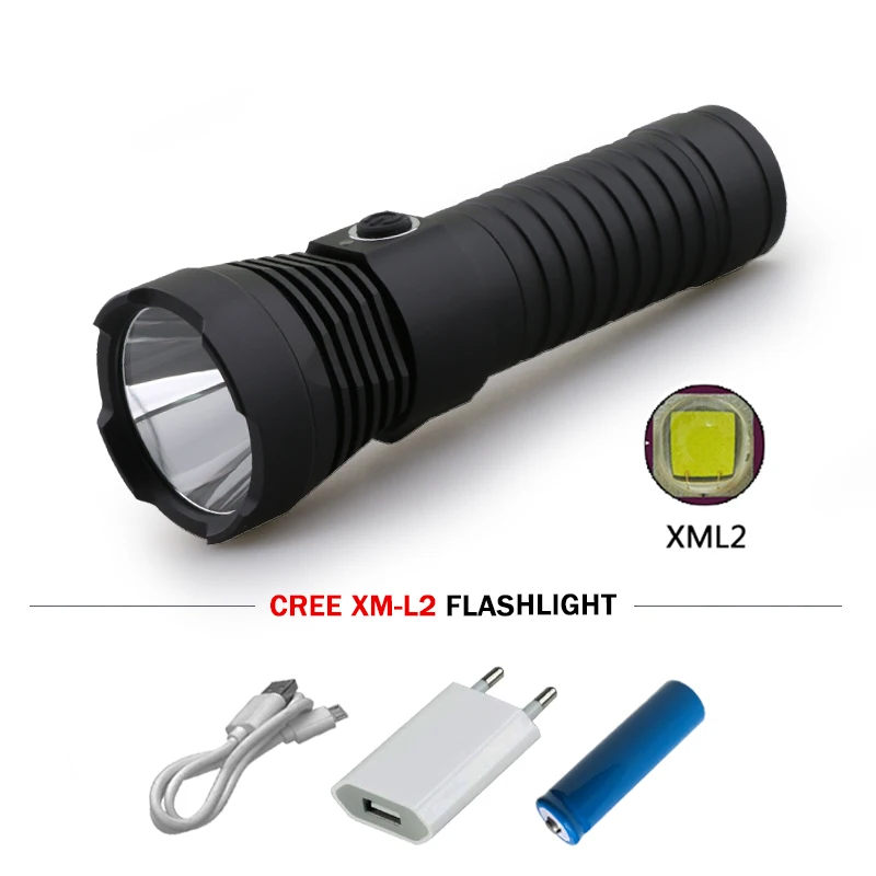 

powerful led flashlight usb torch 18650 or 26650 battery cree xm l2 lanterna camping waterproof search lamp linterna zaklamp