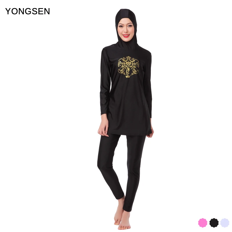 YONGSEN 2017 Modest muslimské islámské Burkinis Ženy Dívky Muslimské plavky Full Cover Modest islámské plavky obleky Plus velikost