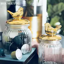 Скандинавские стеклянные герметичные банки с золотым покрытием крышкой конфеты снэк банки домашний бак для хранения кухонные контейнеры для продуктов Свадебная подарочная коробка