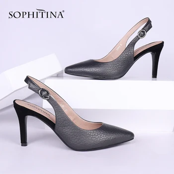 

SOPHITINA Design Women's Sandals Fashion Buckle Sexy Toe Thin Heel New Genuine Leather Shoes Explosion New Special Sandals X02