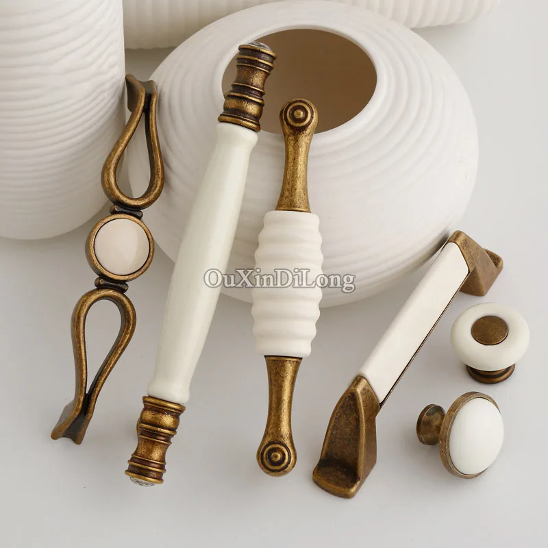Hot 10PCS Furniture Ceramic Handles European Ameri...