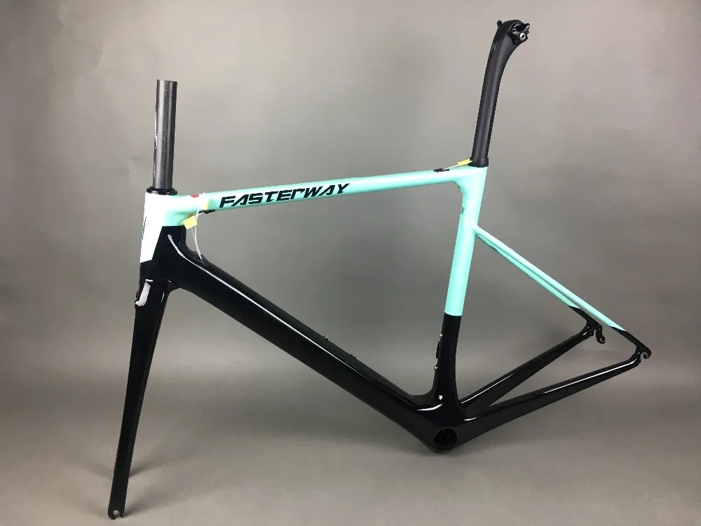 Discount white red with black  FASTERWAY classic carbon road frameset UD weave carbon bike frame:Frameset+Seatpost+Fork+Clamp+Headset 171