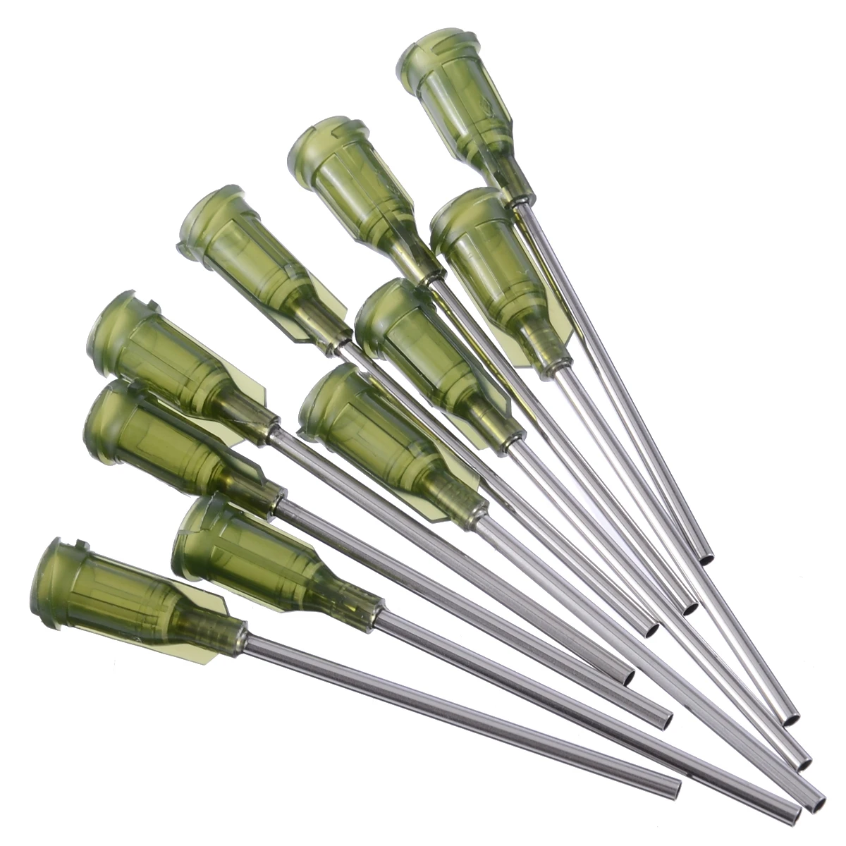 

10pcs Olive Color Dispensing Needles Stainless Steel Syringe Tip Needle 1.5" 14 Gauge for Liquid Dispenser Syringe