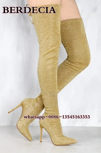 silver shimmer thigh high boots