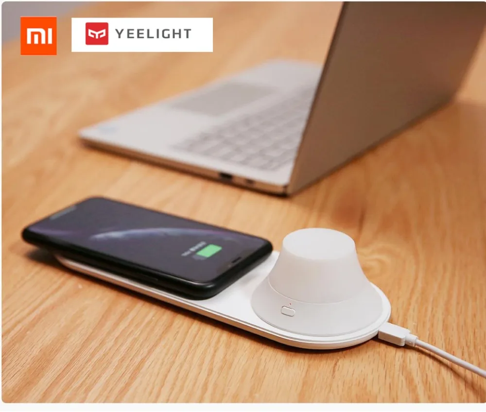 Xiaomi Yeelight Беспроводной Зарядное устройство с светодиодный ночник магнитное притяжение Быстрая зарядка для iPhone Samsung huawei для телефонов Xiaomi