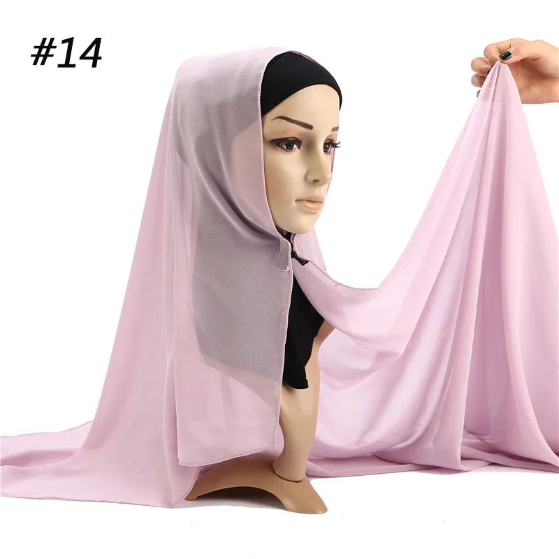 Мягкий Шифоновый мусульманский женский хиджаб современный шарф мусульманская одежда обертывание шаль тюрбан платок готов носить Арабские головные шарфы - Цвет: 14
