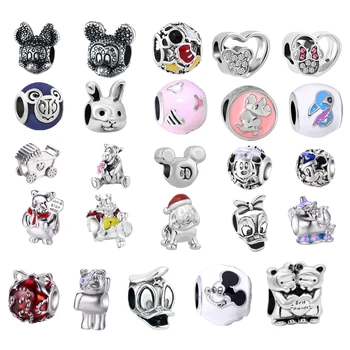 

New Silver Plated Bead Charm mickey Pooh Bear and Friends Charm Pendant Beads Fit Women Pandora Bracelet & Bangle DIY P032