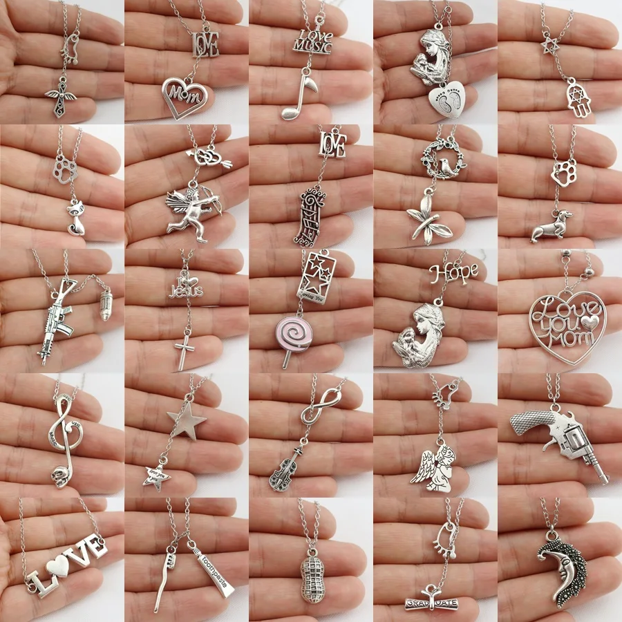 

Love Gift MOM Baby Pendant Necklaces Fashion Heart 18'' Chain Necklace For Mother Women Jewelry Gifts