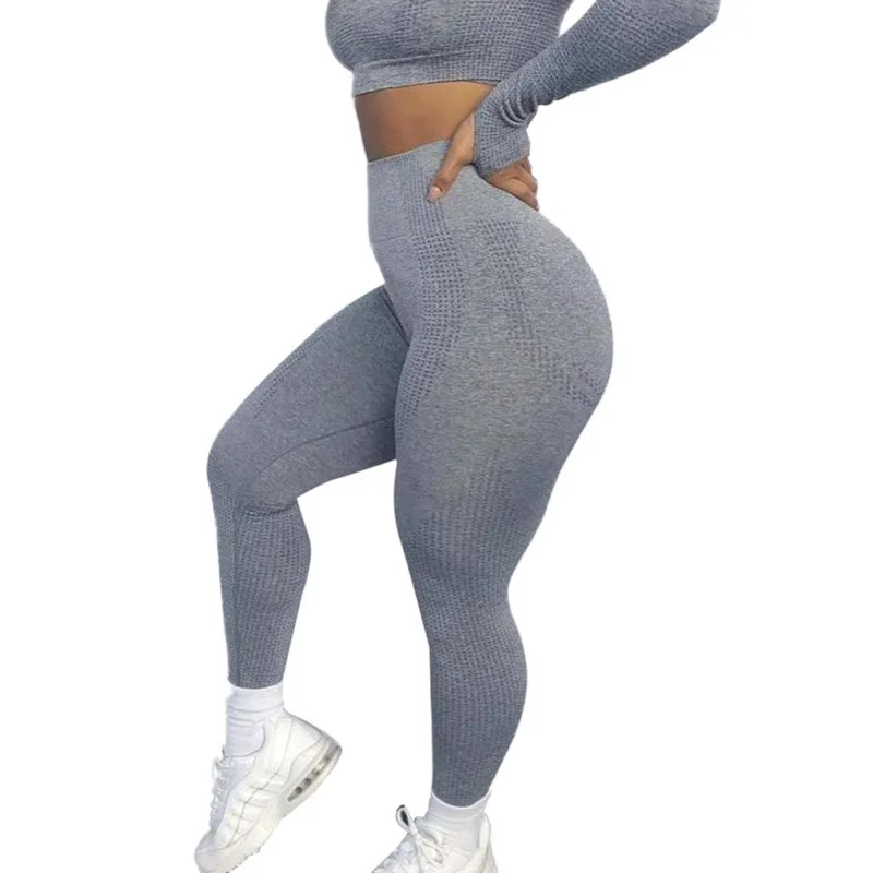 

Quick-Drying High Waist Seamless Yoga Pants Fitness Pants Hips Abdomen Sports Pants Breathable Mesh Solid Color Fitness Pants