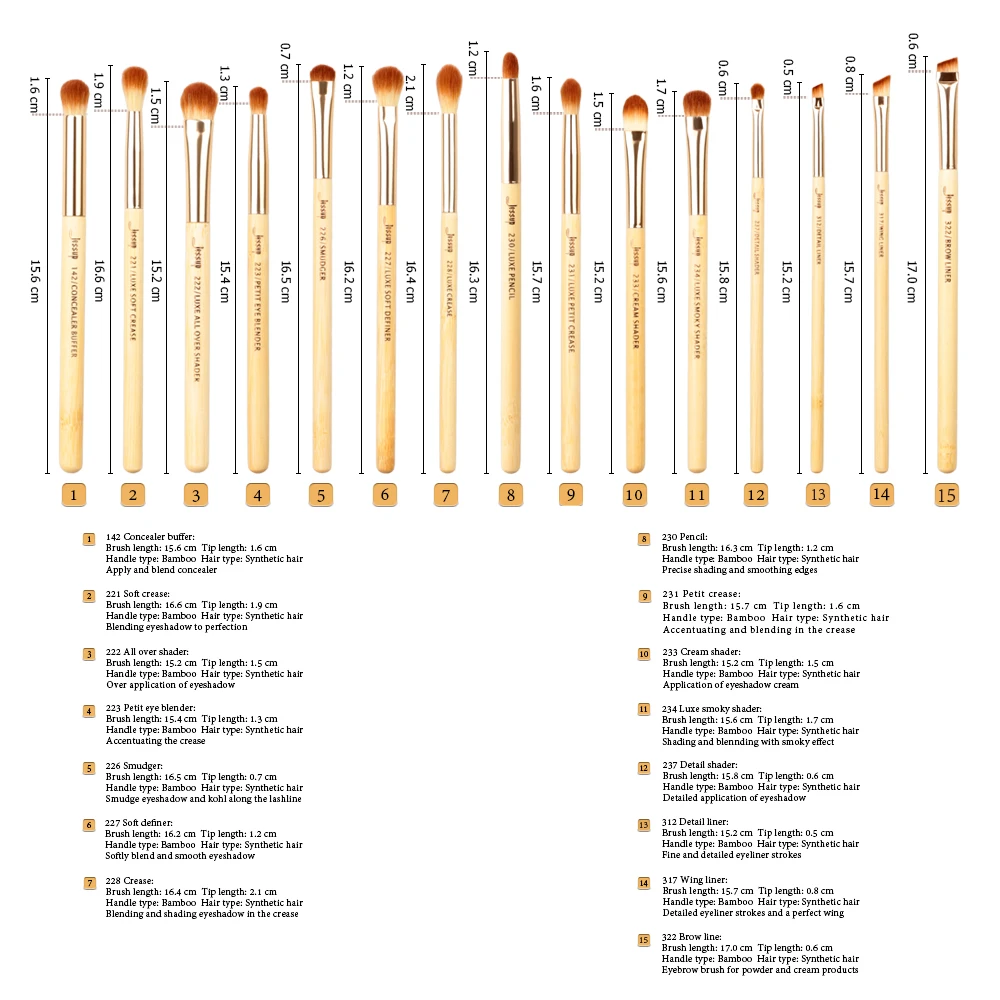 Najtaniej Jessup marka 15 sztuk Beauty Bamboo profesjonalny zestaw pędzli do makijażu narzędzia pędzle do makijażu zestaw oczu zakreślacz cieniujący Crease Definer Buffer
