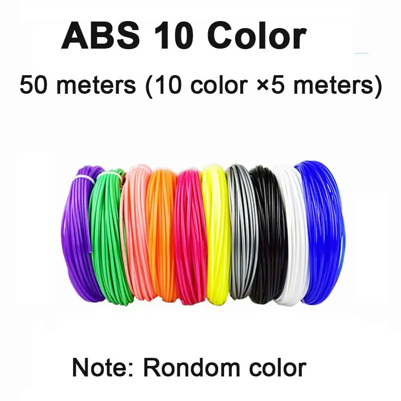 Pla пластик для 3d ручек 50 м/100 м/200 м ABS Материал печать 1,75 pla нити многоцветная проволока для 3D ручек принтер Прямая поставка - Цвет: ABS-10C-5m