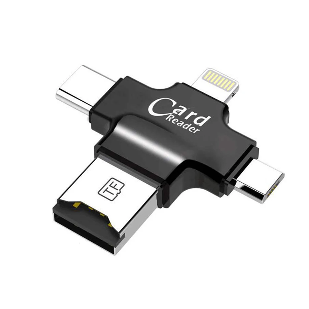 2 шт./лот 4 в 1 памяти TF/SD кардридер Lightning usb type C адаптер для iPhone iPad Android Mac камера