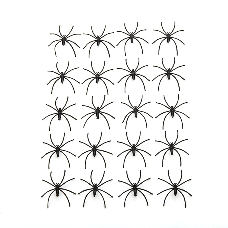 

20 pcs Halloween party Plastic Black Spider Joking Toys Decoration Realistic Prop