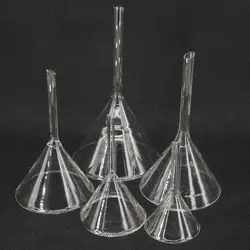 Miniature Borosilicate Glass Lab Funnel - Triangle Design - 120mm