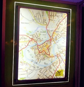 

60x90CM Acrylic Frameless LED Illuminated Map Frame Light Box for Real Estate Agent Wall Advertising display