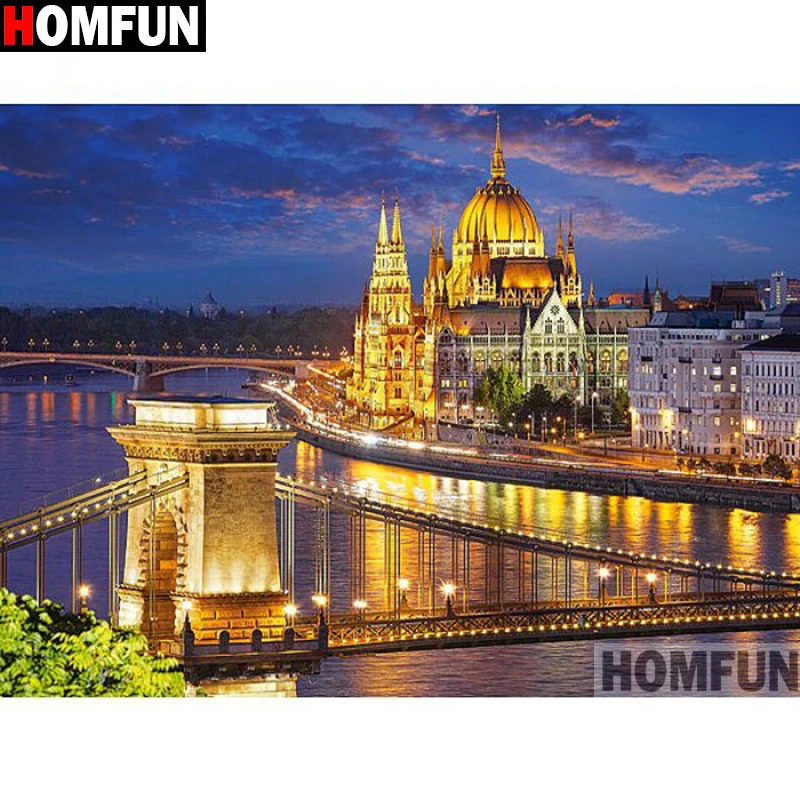 HOMFUN Full Square/Round Drill 5D DIY Diamond Painting &quotCastle night view&quot Embroidery Cross Stitch Home Decor Gift A14026 | Дом и сад