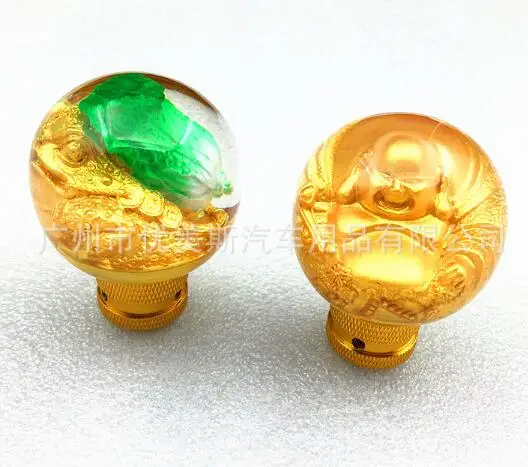 Bashineng Universal Ancient East Buddha Fortune Toad Car Gear Stick Shifter Knobs Gold Luck for Manual Automatic Knob Shifter Head