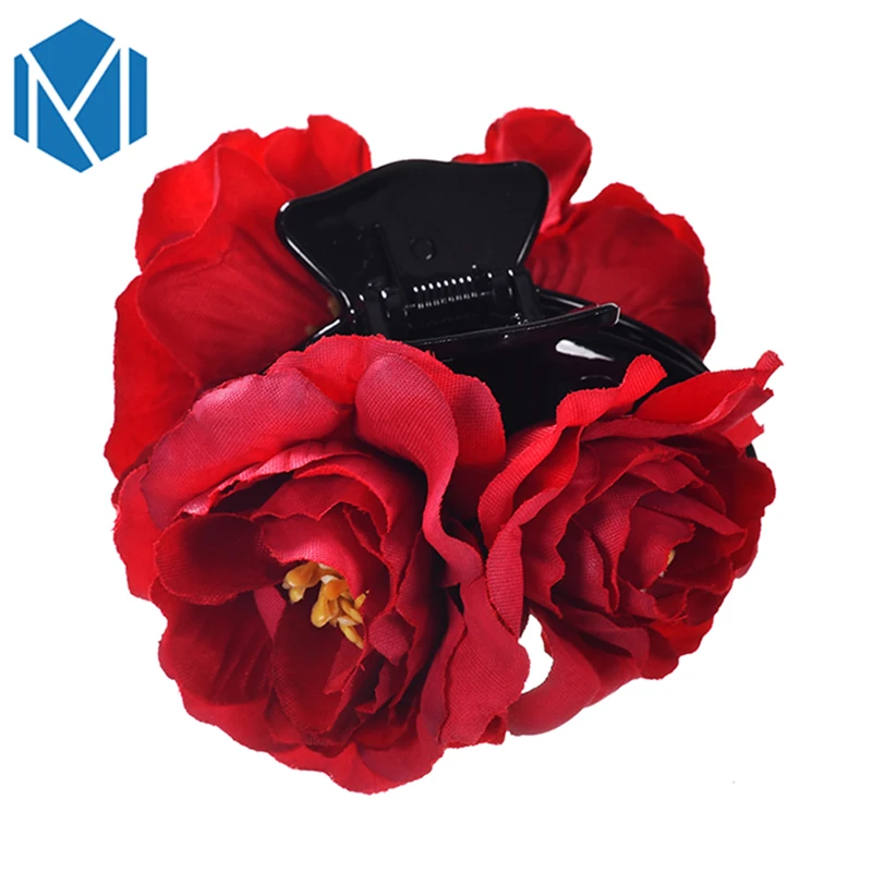 

M Mism Fashion Women Hair Clip Peony Flowers Hair Claws Bohemian Style Hairpin For Lady Wedding Party Headwear Accessories