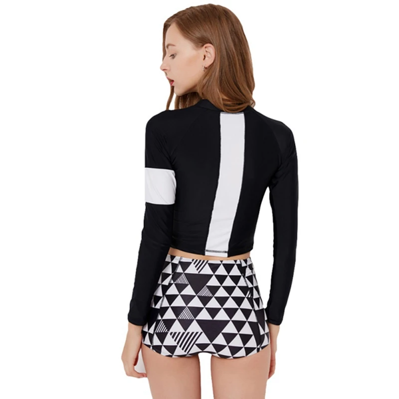 اثنين قطعة دعوى تصفح ملابس السباحة النساء طفح الحرس تصفح لباس سباحة الحرس الملابس انقسام الصدرية سادة طويلة/قصيرة الأكمام ملابس السباحة