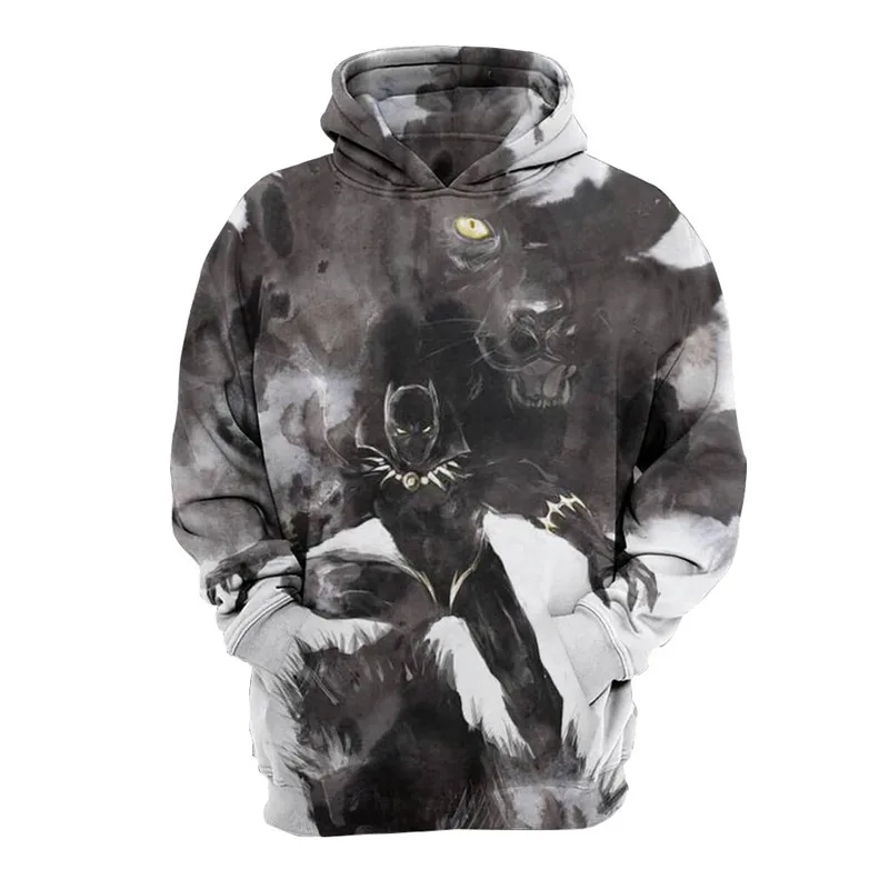 3D Print Black Panther Avengers Endgame Hoodie Sweatshirt Cosplay Costume Black Panther Jacket Coats Men and Women New