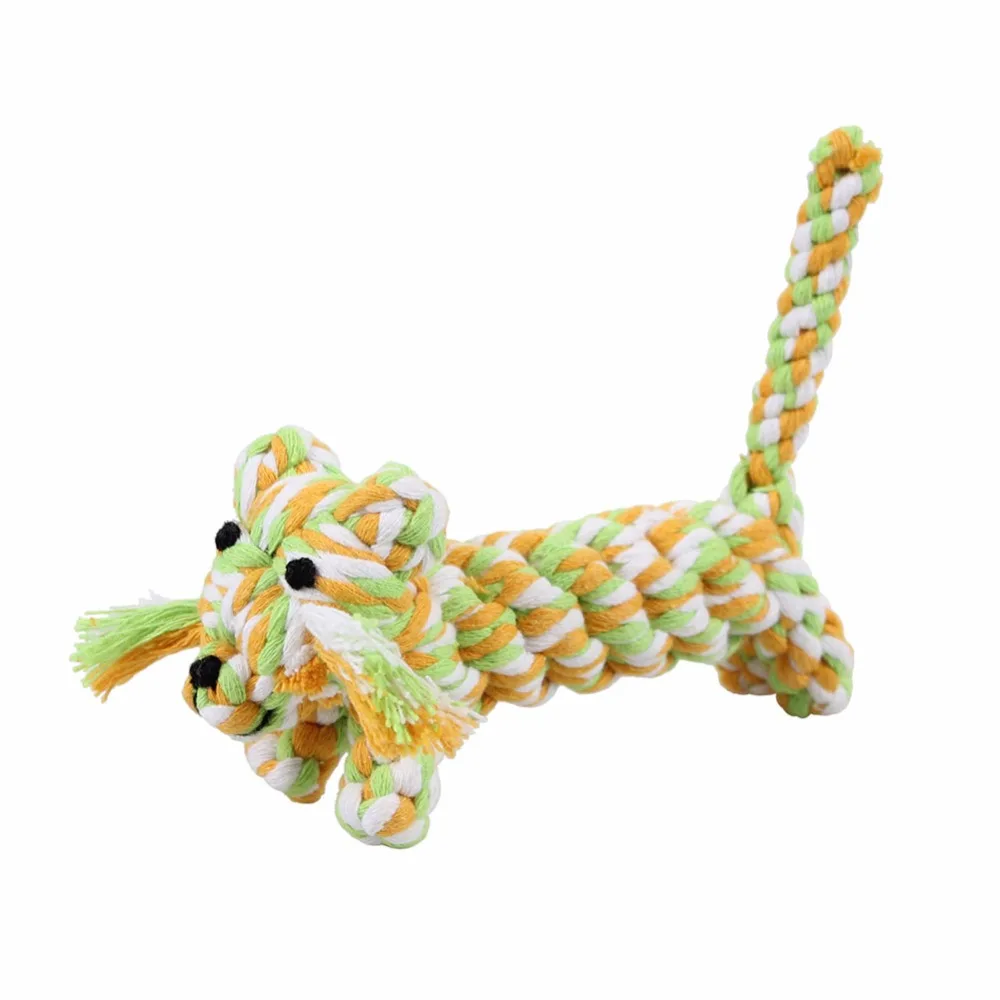 PipiFren Dog Chew Toys Cotton Rope Braided Mixed Color Tiger Shape