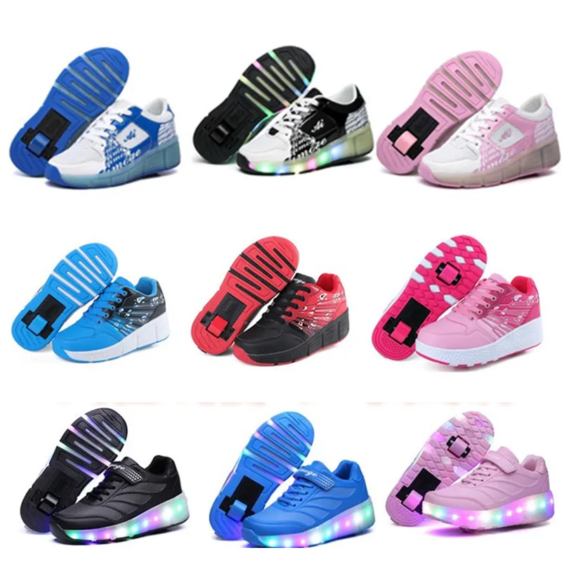 Goedkoop 2018 Kind Jazzy Heelys, Junior Meisjes amp; Jongens LED Licht Heelys, Kinderen Roller Skate Schoenen, kids Sneakers Met Wielen 18 kleuren
