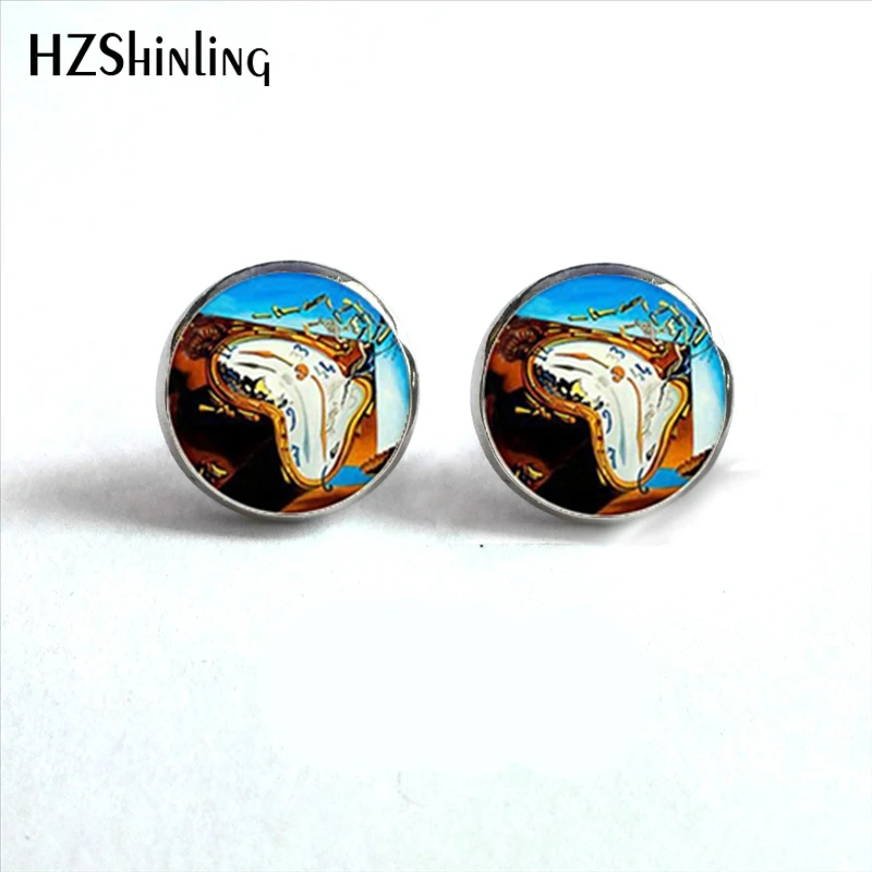 Серьги гвоздики с картинкой Сальвадора Дали серьги кабошон HZ4|ear nail|stud earringsearrings