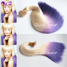 Colorful Ombre Blonde Purple Pre Bonded Keratin Hair Extension Flat Tip Fashion Hair 100 Pcs 1G Each Strands Human Remy Hair