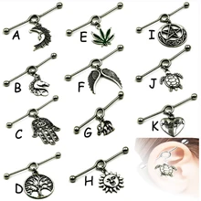 1 шт. хирургическая сталь очаровательные Висячие уха Промышленные Штанги Пирсинг Серьги Стад леса бар ювелирные изделия для тела