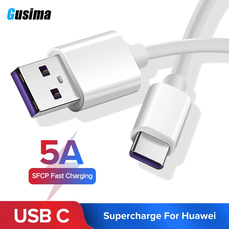 

Original 5A USB Type C Cable USB 3.1 Fast Charger Data Type-C Silver Supercharge Cable for Huawei P10 P20 Pro Mate 10 USB C Cord