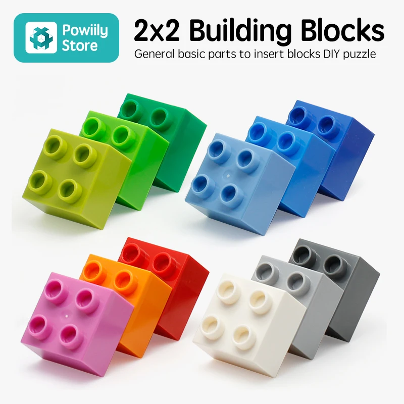 

Genuine 10pcs/lot 2X2* DIY Enlighten Toy Plastic Building Block Bricks For Kids Compatible With duplo Assembles Particles