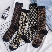 Feitong/Для женщин и девочек; разные цвета коричневого цвета в стиле ретро сапоги до середины носки без пятки хлопковые носки, модный утепленный комплект с высоким голенищем красочные забавные носки Прямая поставка