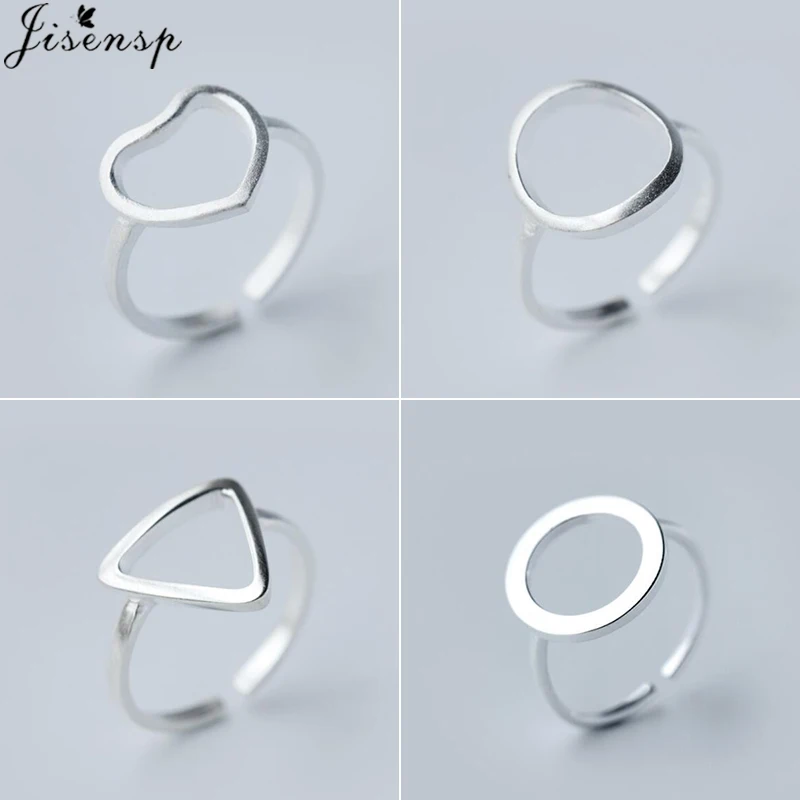 

Jisensp Hollow Out Triangle Heart Round Open Ring Simple Geometric Rings for Women Bijoux Brushed Karma Circle Jewelry Ring