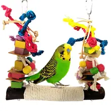 Деревянные Домашние животные Птица Попугай строительный блок Жевательная игрушечная клетка украшения
