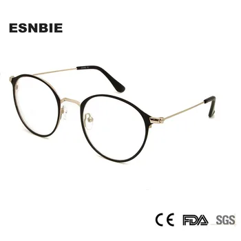 

ESNBIE Alloy Glasses Frame Men Fashionable Male Optical Frame Spectacles Women Retro Round Lunette De Vue Homme Gold