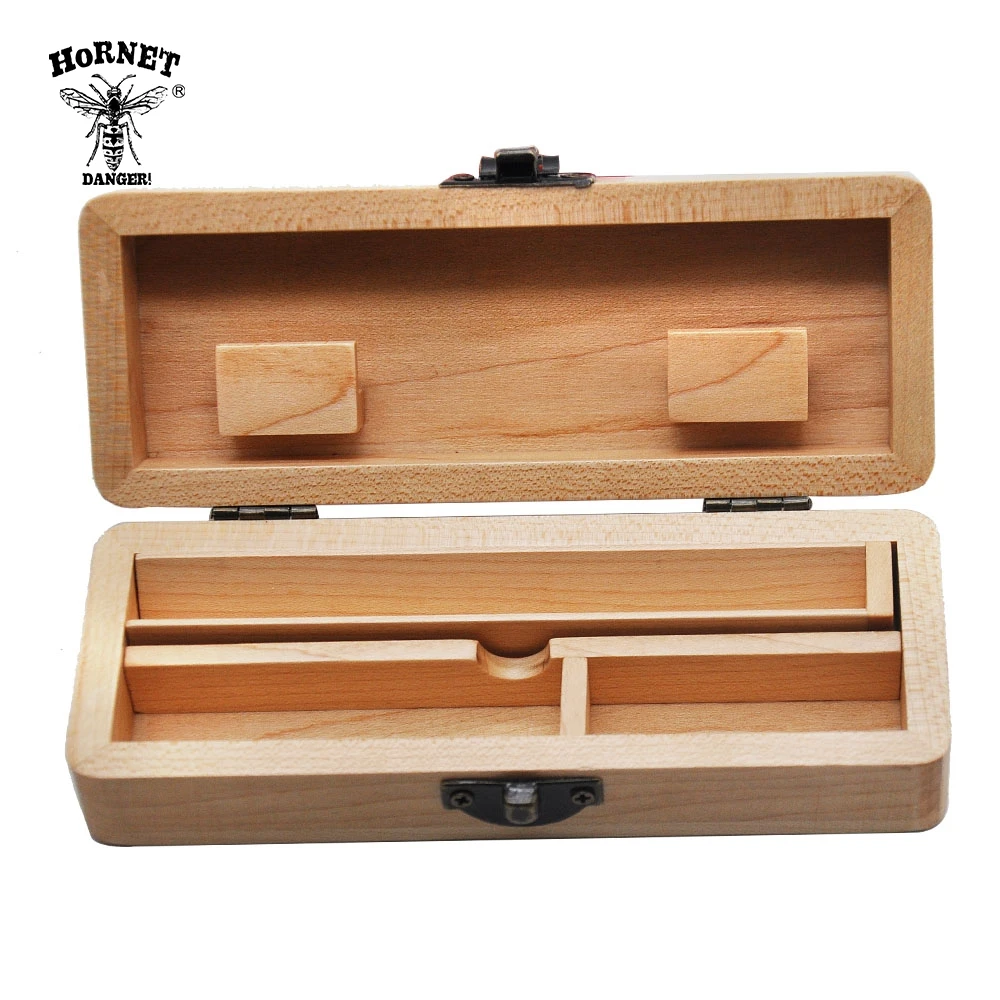 

HORNET Wood Stash Box With Rolling Tray Natural Handmade Wooden Tobacco and Herbal Storage Box For Smoking Pipe Accessories