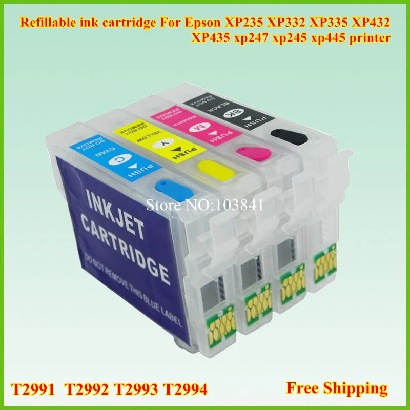 Пустой пополняемый картридж T2991 T2992 T2993 T2994 для принтера Epson XP235 XP332 XP335 XP432 XP435 xp247 xp245