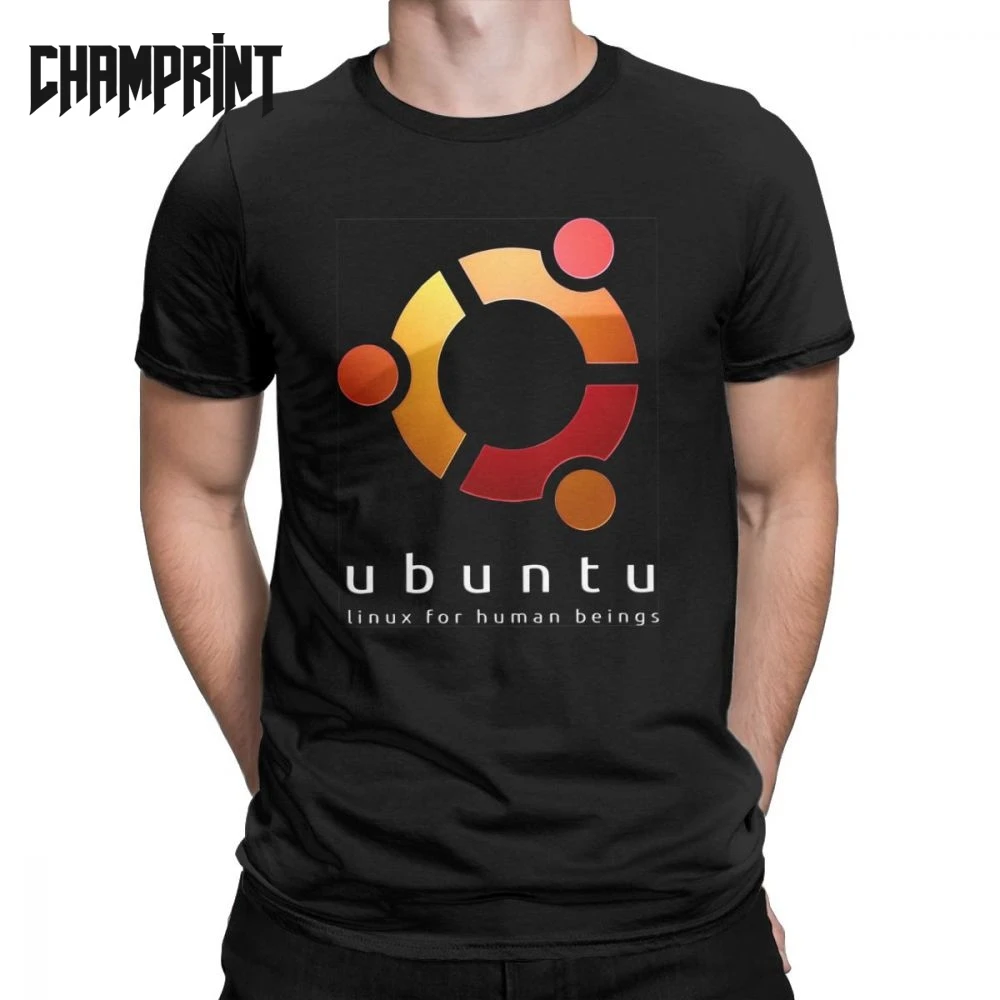 

Humor Ubuntu Linux For Human Beings T-Shirt for Men 100% Cotton T Shirts Programming Programmer Tees Classic Clothing Plus Size