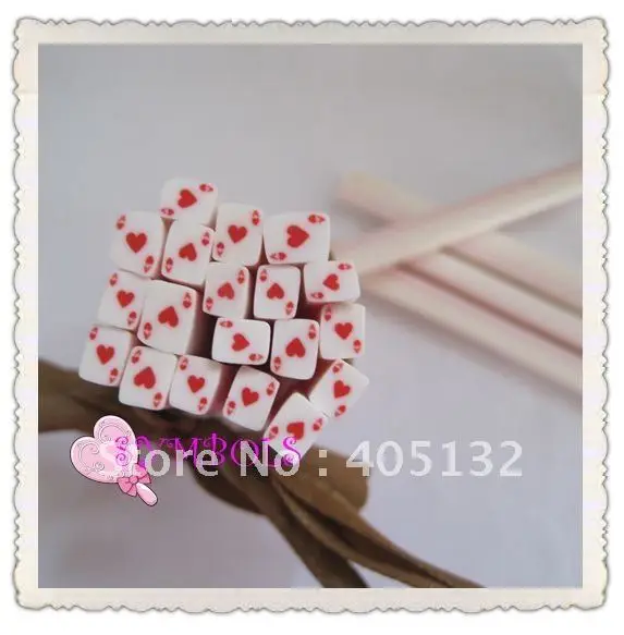 

L-03 Free Shipping 100pcs 5mm Ace of Hearts Shape Fruit Cane Fancy Nail Art Polymer Clay Cane