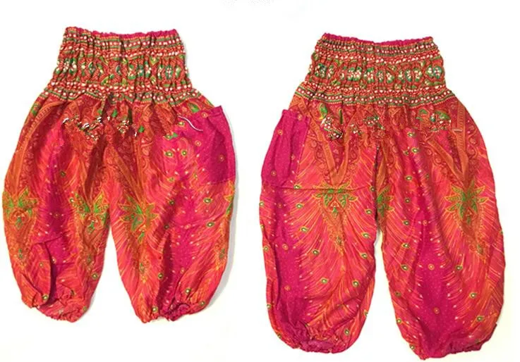 Детские хиппи-тайские шаровары с высокой талией, Аладдин, пират, детские штаны, мешковатые, цветные, с рисунком слона, павлина