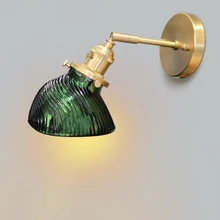 Nordic green vintage wall lamp copper holder glass sconce wall light bedroom bedside bathroom stair balcony indoor light fixture