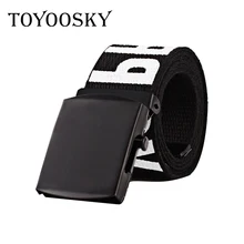 

2018 New Fashion Canvas Concise Automatic Buckle Unisex Belt Letter Pattern Male Female Belts Seat Belts For Men's Jeans