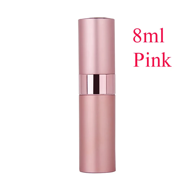 5-20ML metal aluminum Portable Refillable Perfume Bottle Cosmetic Container Empty Spray Atomizer Travel Sub-Bottle liner glass 8ML Pink  spray