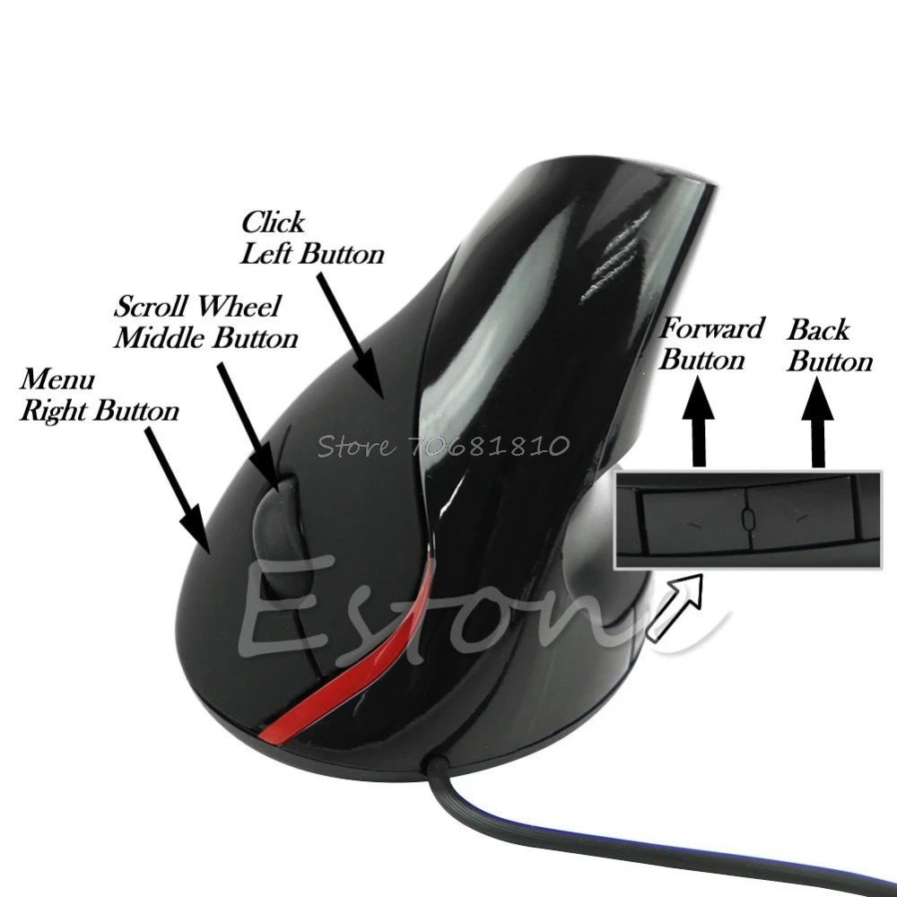 Ergonomic design USB vertical optical mouse wrist healing for computer PC laptop