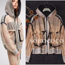 Европейский стиль Горячая Распродажа Осенняя Солнцезащитная куртка телесного цвета с v-образным вырезом в стиле пэчворк Женская модная куртка с рукавами «летучая мышь»