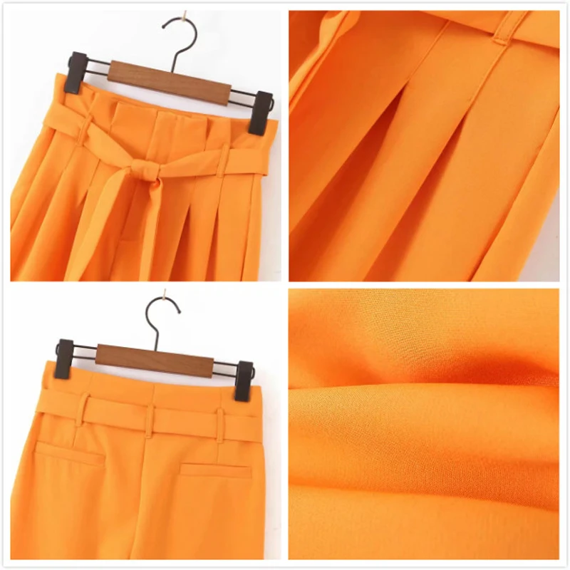 2019 Work Pant Suits OL Two Piece Set Women Orangee Elegant Office Ladies Blazer Jacket & Zipper Trousers Suit Female Outerwear