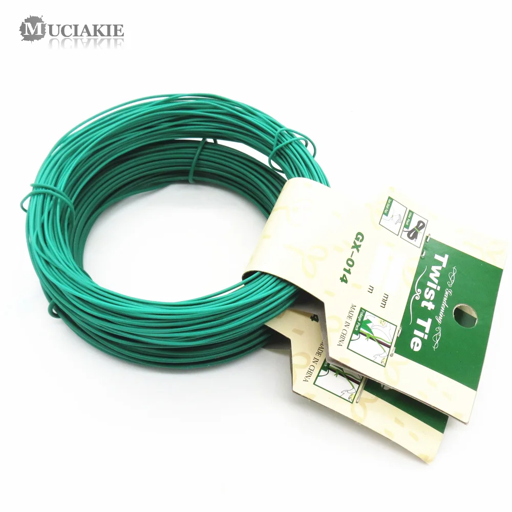 Plant Ties Bonsai Wires 12M/15M Garden Wire Heavy Duty Green Coated Plant Twist Tie for Bonsai Holding Branch