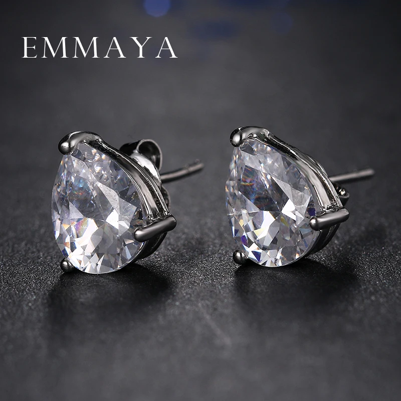 Женские серьги гвоздики с фианитом в форме капли воды|drop stud earrings|stud earringszircon earrings |