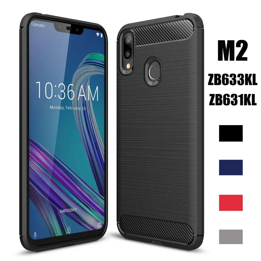 

For Asus ZenFone Max Pro M2 ZB631KL Case Soft Texured Brush Skin Carbon Fiber Silicone Cover For Asus ZenFone Max M2 ZB633KL Bag