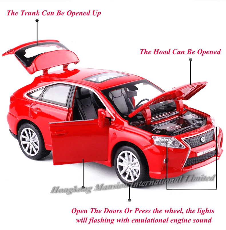 1:32 Масштаб Литой Сплав металла роскошная модель автомобиля SUV для Lexus RX450 коллекция внедорожная модель дорожного транспортного средства игрушки автомобиль
